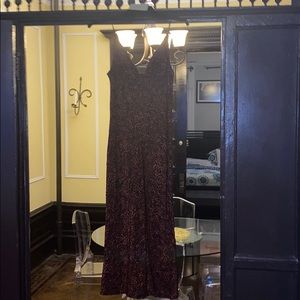 Brown leopard dress; black crystal embroidery